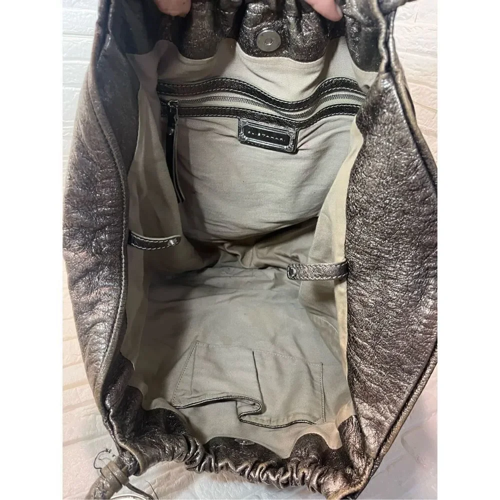 ELIE TAHARI Genuine Leather Metallic Gold HOBO Shoulder Bag Purse